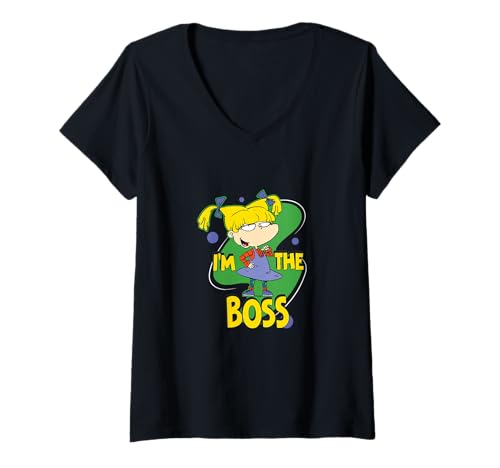 Damen Rugrats Angelica I'm The Boss Classic Cartoon Power T-Shirt mit V-Ausschnitt Damen Rugrats Angelica I'm The Boss Classic Cartoon Power T-Shirt mit V-Ausschnitt von Rugrats