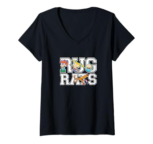 Damen Rugrats Bold Block Characters Fun Logo Stack T-Shirt mit V-Ausschnitt Damen Rugrats Bold Block Characters Fun Logo Stack T-Shirt mit V-Ausschnitt von Rugrats