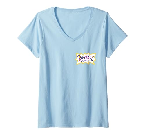 Damen Rugrats Colorful Logo Front Left Chest T-Shirt mit V-Ausschnitt von Rugrats