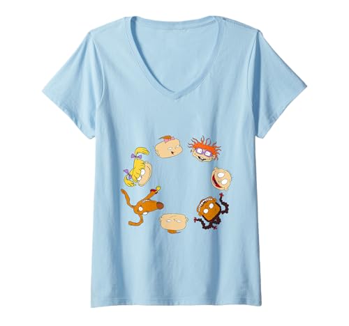 Damen Rugrats Friends Character Faces Circle T-Shirt mit V-Ausschnitt von Rugrats