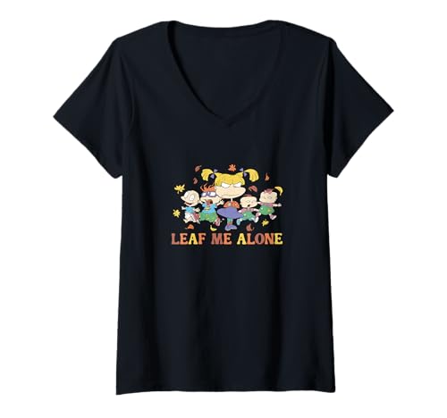 Damen Rugrats Leaf Me Alone Autumn Fall Vibes T-Shirt mit V-Ausschnitt Damen Rugrats Leaf Me Alone Autumn Fall Vibes T-Shirt mit V-Ausschnitt von Rugrats
