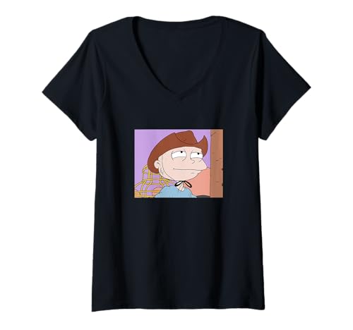 Damen Rugrats Tommy Cowboy Close Up Retro Western Vibe T-Shirt mit V-Ausschnitt Damen Rugrats Tommy Cowboy Close Up Retro Western Vibe T-Shirt mit V-Ausschnitt von Rugrats