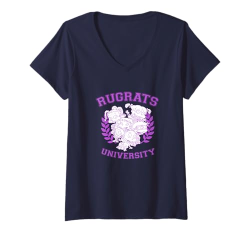 Damen Rugrats University Purple Crest Character Lineup T-Shirt mit V-Ausschnitt von Rugrats