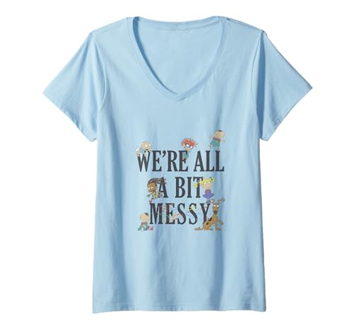 Damen Rugrats We're All A Bit Messy Paint Splatter Design T-Shirt mit V-Ausschnitt Damen Rugrats We're All A Bit Messy Paint Splatter Design T-Shirt mit V-Ausschnitt von Rugrats
