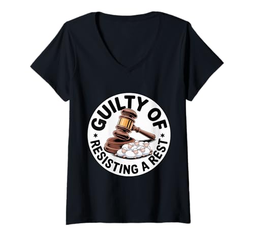 Damen Guilty Of Resisting A Rest Toddler Parenting Mom Dad ----- T-Shirt mit V-Ausschnitt von Ruheloser Elternteil und Kleinkind Humor