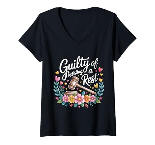 Damen Guilty of Resisting A Rest Toddler Parenting Mom Dad - T-Shirt mit V-Ausschnitt von Ruheloser Elternteil und Kleinkind Humor
