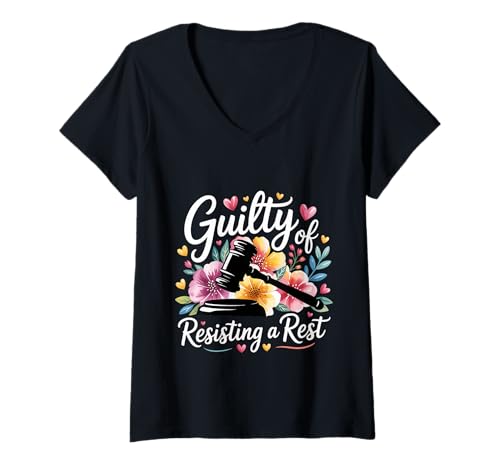 Damen Guilty of Resisting A Rest Toddler Parenting Mom Dad - T-Shirt mit V-Ausschnitt Damen Guilty of Resisting A Rest Toddler Parenting Mom Dad - T-Shirt mit V-Ausschnitt von Ruheloser Elternteil und Kleinkind Humor