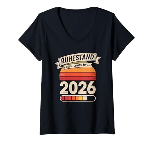 Damen Ruhestand Countdown Läuft 2026 Rentner Pensionär T-Shirt mit V-Ausschnitt Damen Ruhestand Countdown Läuft 2026 Rentner Pensionär T-Shirt mit V-Ausschnitt von Ruhestand Countdown 2026 Geschenkidee