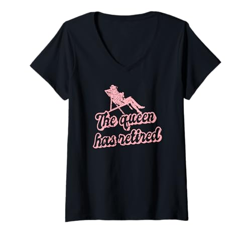 Damen Die Queen hat Sich stilvoll zur Ruhe gesetzt T-Shirt mit V-Ausschnitt Damen Die Queen hat Sich stilvoll zur Ruhe gesetzt T-Shirt mit V-Ausschnitt von Ruhestand Humor für Frauen Vintage Idee