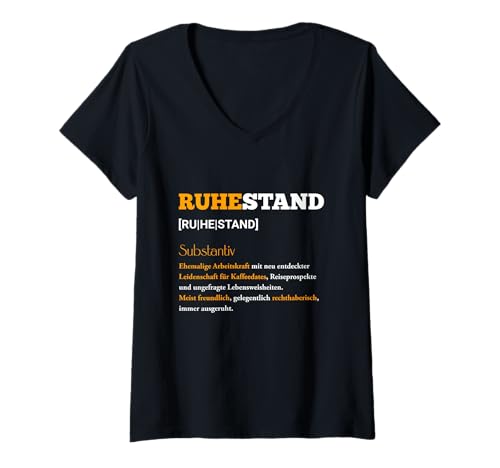 Damen Ruhestand Duden Definition T-Shirt mit V-Ausschnitt von Ruhestand Rente Rentner
