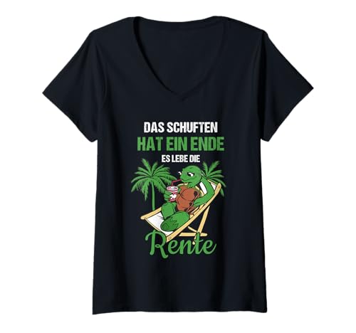 Damen Pensionierung Das Schuften Hat EIN Ende Es Lebe Die Rente T-Shirt mit V-Ausschnitt von Ruhestand Rentner Sprüche Für Oma Und Opa