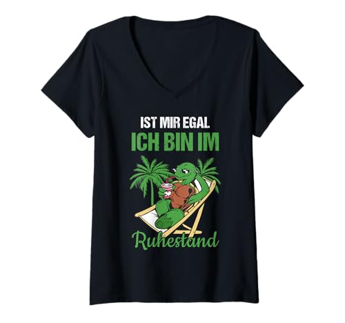 Damen Pensionierung Ist Mir Egal Ich Bin Im Ruhestand Rente T-Shirt mit V-Ausschnitt von Ruhestand Rentner Sprüche Für Oma Und Opa