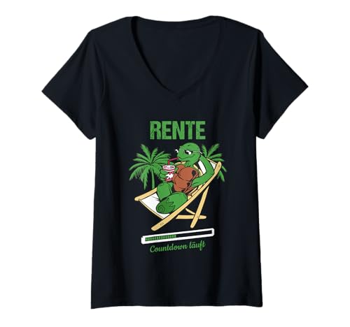 Damen Pensionierung Rente Countdown Läuft Rente T-Shirt mit V-Ausschnitt von Ruhestand Rentner Sprüche Für Oma Und Opa