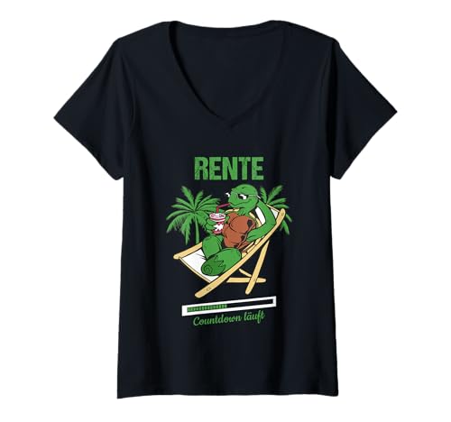 Damen Pensionierung Rente Countdown Läuft Rente T-Shirt mit V-Ausschnitt von Ruhestand Rentner Sprüche Für Oma Und Opa