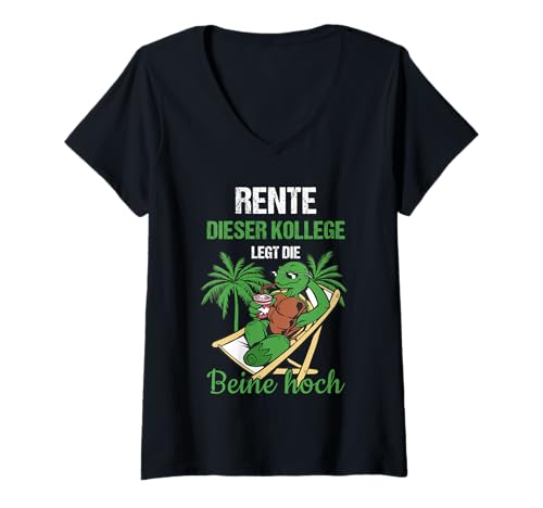 Damen Pensionierung Rente Dieser Kollege lässt Die Beine hoch Rente T-Shirt mit V-Ausschnitt von Ruhestand Rentner Sprüche Für Oma Und Opa