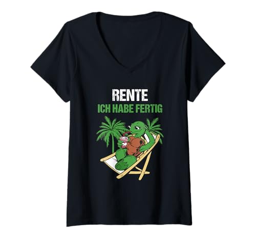 Damen Pensionierung Rente Ich Habe Fertig Rente T-Shirt mit V-Ausschnitt von Ruhestand Rentner Sprüche Für Oma Und Opa