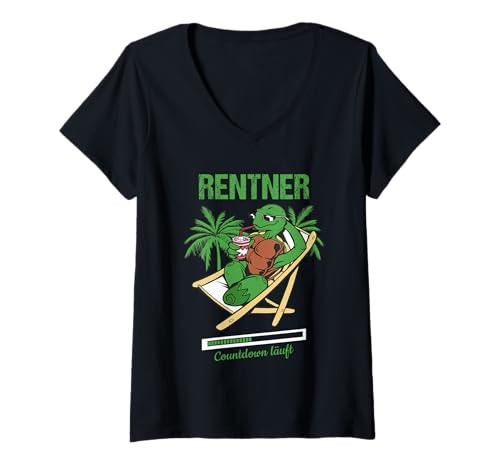 Damen Pensionierung Rentner Countdown Läuft Rente T-Shirt mit V-Ausschnitt von Ruhestand Rentner Sprüche Für Oma Und Opa