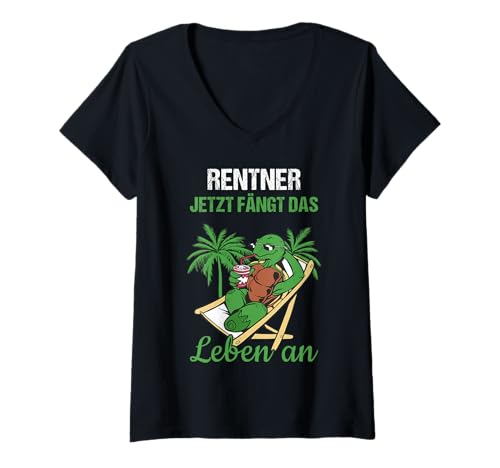 Damen Pensionierung Rentner Jetzt fängt Das Leben An Rente an T-Shirt mit V-Ausschnitt von Ruhestand Rentner Sprüche Für Oma Und Opa
