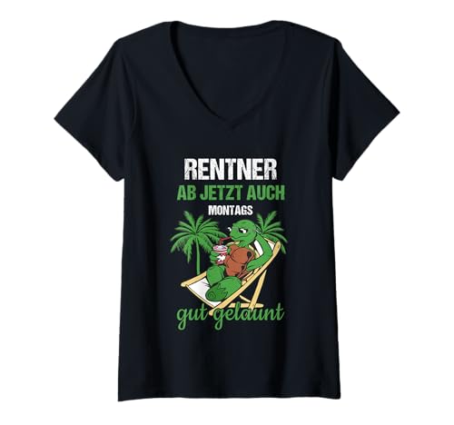 Damen Rentner Ab Jetzt Auch Montags Gut Gelaunt Rente T-Shirt mit V-Ausschnitt von Ruhestand Rentner Sprüche Für Oma Und Opa