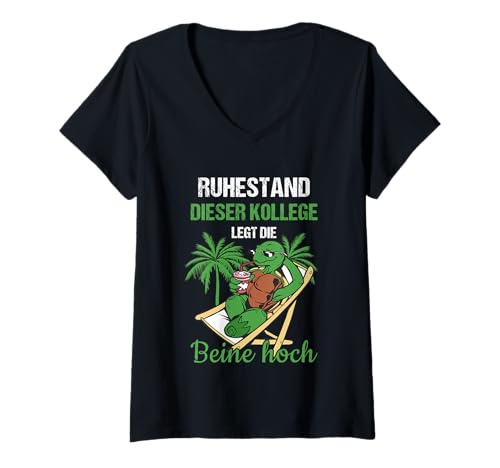 Damen Ruhestand Dieser Kollege lässt Die Beine hoch Rente T-Shirt mit V-Ausschnitt von Ruhestand Rentner Sprüche Für Oma Und Opa