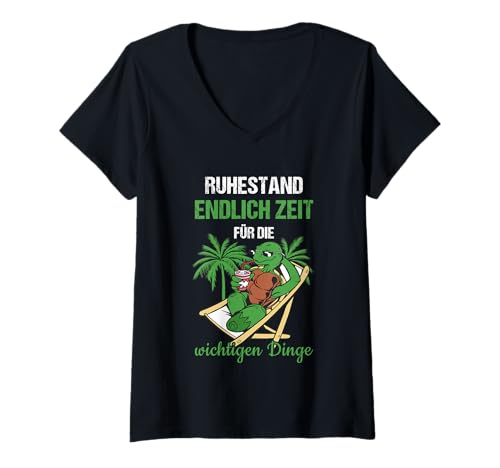 Damen Ruhestand Endlich Zeit Für Die wichtigen Dinge Rente T-Shirt mit V-Ausschnitt von Ruhestand Rentner Sprüche Für Oma Und Opa