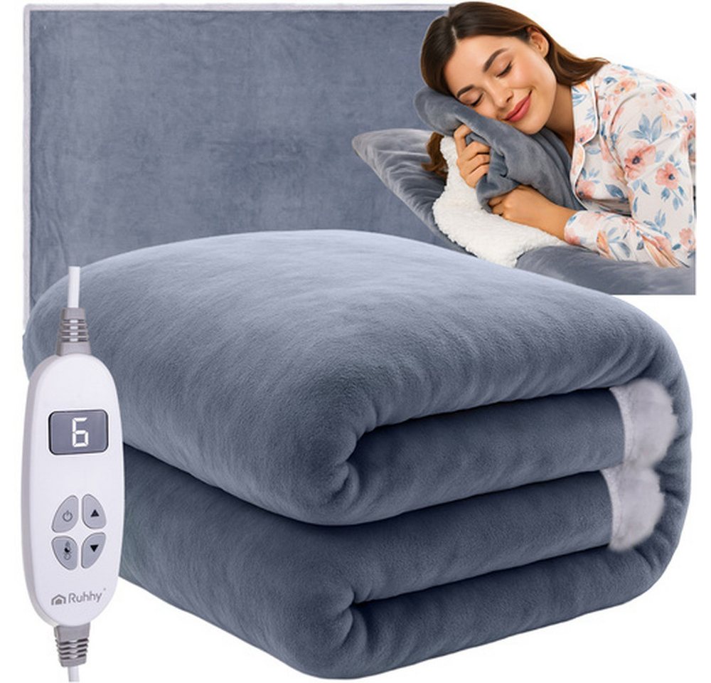 Ruhhy Heizdecke Heizmatte Doppelbett 180 x 130 cm, Spar-Set, Wärmetechnologie, Überhitzungs- und Überstromschutz, maschinenwaschbar von Ruhhy