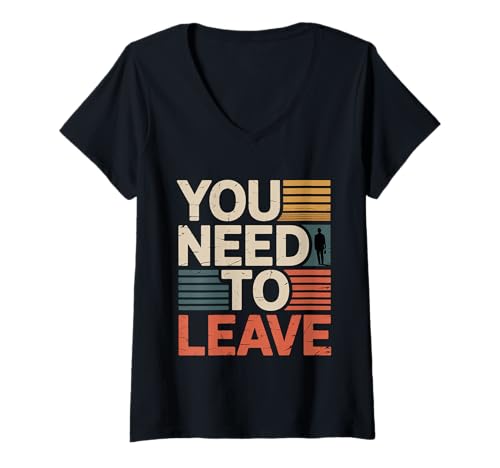 Damen You Need to Leave Introvertierter Stimmungsraum - T-Shirt mit V-Ausschnitt Damen You Need to Leave Introvertierter Stimmungsraum - T-Shirt mit V-Ausschnitt von Ruhiger introvertierter Raum