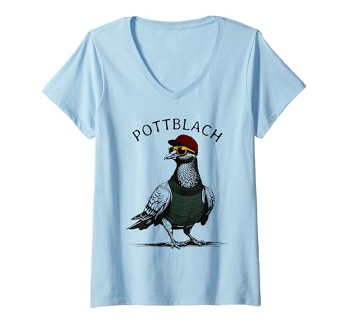 Damen Pottblach - Ruhr - Ruhrpott - Ruhrpott Pottblach Taube T-Shirt mit V-Ausschnitt Damen Pottblach - Ruhr - Ruhrpott - Ruhrpott Pottblach Taube T-Shirt mit V-Ausschnitt von Ruhrgebiet Tauben Zeche Kohle Bergbau Outfit