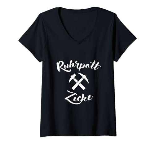 Damen Ruhrpott Zicke, Ruhrgebiets Mädchen T-Shirt mit V-Ausschnitt von Ruhrpott - Kohle - Kumpel - Designs