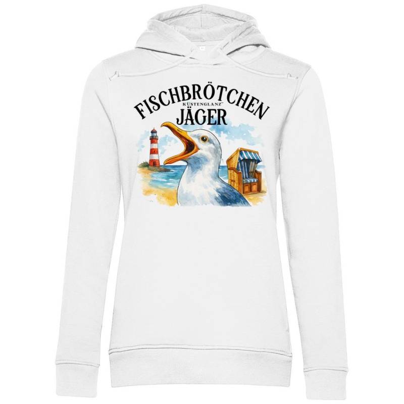 Fischbrötchen Jäger Damen Hoodie Bio Baumwolle Küstenmode Maritimer Kapuzenpullover Möwen Nordsee Ostsee Geschenk Küstenkind von RuhrpottRebellion