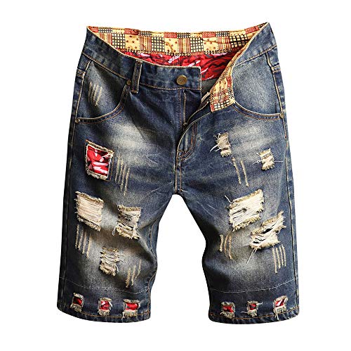 RuiGuio Shorts Große Größe Herren Jeans Shorts Slim Fit Männer Destroyed Vintage Shorts Sommer Denim Distressed Hosen (Grey #3, 38) von RuiGuio