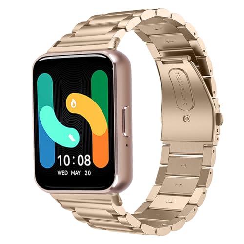 RuiRdot Armband kompatibel mit Galaxy FIT 3, Edelstahl Smart Armband Metall Damen Armband für Galaxy FIT 3 SM-R390 (Vintage-Gold) von RuiRdot