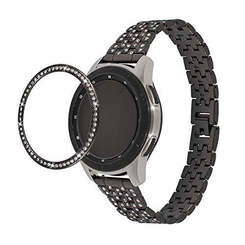 RuiRdot Galaxy Watch 42mm Band, 5.5"-8.0" Verstellbares Edelstahlband Funkelnde Strasssteine Ersatzband mit Lünette Kompatibel mit Galaxy Watch 3 41mm/Active 40mm/Active2 40mm 44mm/Gear S2, Schwarz von RuiRdot