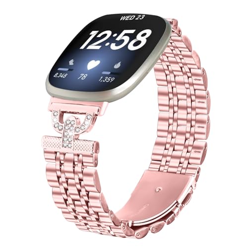 RuiRdot SmartWatch Band Kompatibel mit Versa 3 / Sense/Versa 4 / Sense 2, Einstellbare Ersatz Frauen Männer Edelstahlband (R05) von RuiRdot
