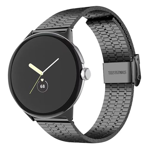 RuiRdot Uhrenarmbänder kompatibel mit Google Pixel 1 /Google Pixel 2 Metallband, Ersatzband für Frauen Männer Schlankes Edelstahl Verstellbares Accessoire Armbänder (Black) von RuiRdot