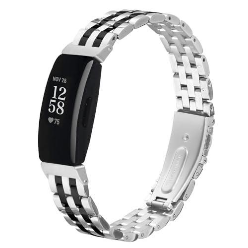 RuiRdot Watchband Kompatibel mit Fit bit Inspire 2, Metall Uhrenarmband Armband Edelstahlarmband Armband Ersatz Uhrenarmband für Frauen Männer (R07) von RuiRdot