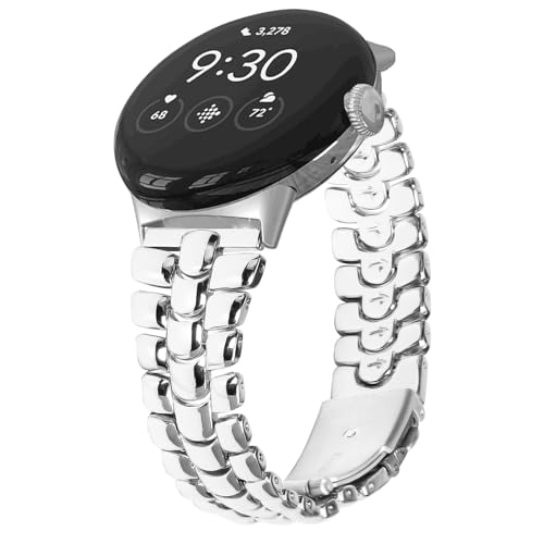 RuiRdot Watchband kompatibel mit Google Pixel Watch 2022/Google Pixel 2 Watch 2023, einstellbare atmungsaktive Edelstahl Smart Armband Armband für Frauen Männer (Silver) von RuiRdot