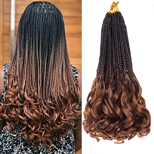 RuiYok 9 Packungen French Curl Crochet Zöpfe 35,6 cm Goddess Box gehäkelte Zöpfe mit lockigen Enden, vorlooped, synthetisch, Bouncy French Curly, geflochtenes Haar für Frauen, Knotenfreie von RuiYok