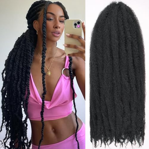 RuiYok Marley Flechthaar, 8 Packungen, 61 cm, Marley-Haar, gehäkelt, lang, Afro, Kinky, für Damen, Jumbo Marley-Haar, Naturhaar, schwarz, synthetisch geflochten von RuiYok