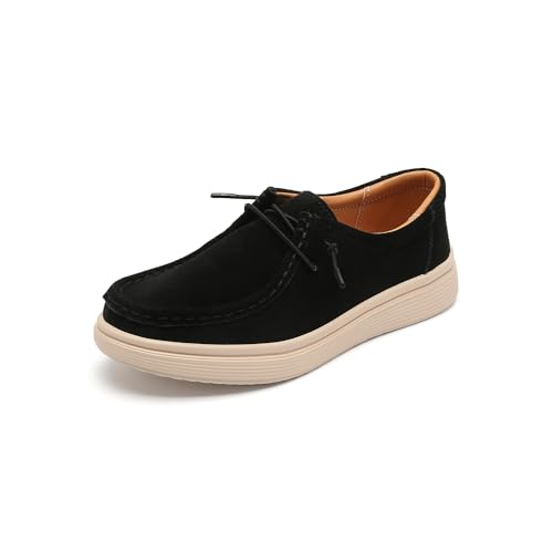 Ruiatoo Damen Wanderschuhe – Slip-on Loafers Flexible Fußfreundliche Ultraleicht Boot Freizeitschuhe, Schwarz, 36 EU von Ruiatoo