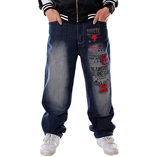Ruiatoo Herren Jeans Mode Skateboard-Hose Schlangenstickerei Baggy Jeans Hip Hop Denim Schwarz Hose - Schwarz - 48 Ruiatoo Herren Jeans Mode Skateboard-Hose Schlangenstickerei Baggy Jeans Hip Hop Denim Schwarz Hose - Schwarz - 48 von Ruiatoo