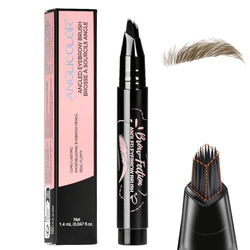 Augenbrauenstift Härchenzeichnung, Upgrade Microblading Augenbrauenstift 2.0 mit abgewinkeltem Augenbrauenpinsel, Haarähnliche Striche, Wischfest, Transferfest, Einfach zu Benutzen - 02 TAWNY BROWN von Ruicen