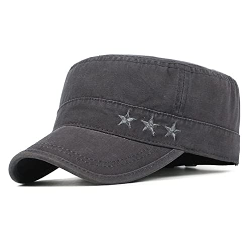 Ruicheng Army Cap Herren Vintage Style Military Flat Cap Baumwolle Baseball Kappe (Grau), 56-60 von RUICHENG