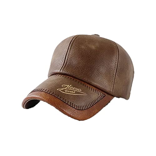 Ruicheng Baseballcap Herren PU-Leder Basecap Winter Kappe mit Plüschfutter (Dunkelbraun) von Ruicheng