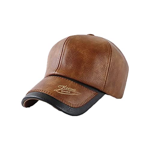 Ruicheng Baseballcap Herren PU-Leder Basecap Winter Kappe mit Plüschfutter (Hellbraun) von Ruicheng