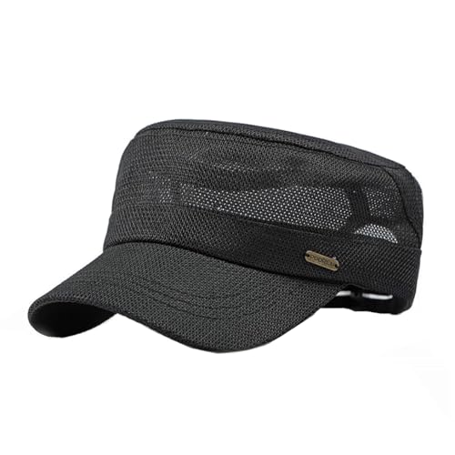 Ruicheng Flat Cap Herren Military Cap Army Kappe Sommer Mesh atmungsaktiv Sonnen Baseball Kappe (Schwarz) von Ruicheng