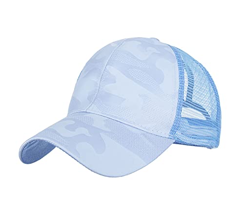 RUICHENG Pferdeschwanz Cap Damen Mesh Baseball Cap Camo Basecap Sommer Sonnen Kappe (Blau) von RUICHENG