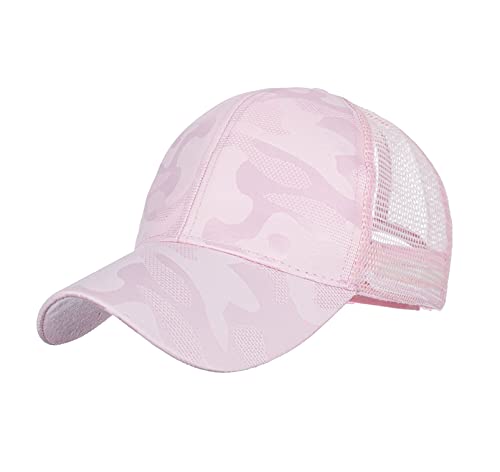 RUICHENG Pferdeschwanz Cap Damen Mesh Baseball Cap Camo Basecap Sommer Sonnen Kappe (Rosa) von RUICHENG