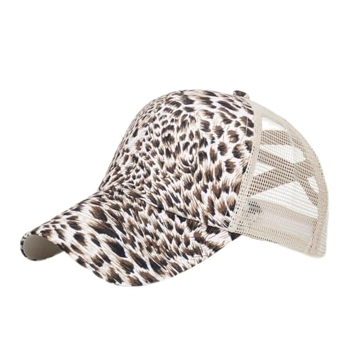 Ruicheng Pferdeschwanz Cap Damen Sommer Mesh Baseball Cap Basecap Atmungsaktiv Sonnenhut Kappe (Leopard-1) von Ruicheng