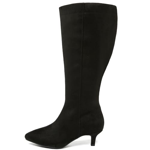 Ruiee Damen Extra Wide Calf Knee High Boots Stiletto Heeled True Wide Wide Plus Size Knee High Boot Comfort Pointed Toe Tall Long Boots for Women, Schwarz Mf 371, 10.5 X-Wide Ruiee Damen Extra Wide Calf Knee High Boots Stiletto Heeled True Wide Wide Plus Size Knee High Boot Comfort Pointed Toe Tall Long Boots for Women, Schwarz Mf 371, 10.5 X-Wide von Ruiee